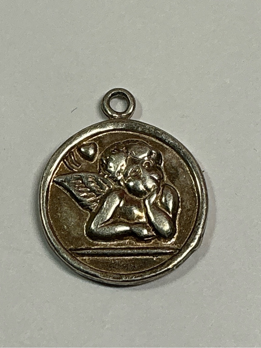 Silver-Tone Cherub Pendant Necklace Charm